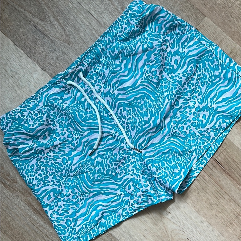 Blue Animal Print Swim Shorts NWOT